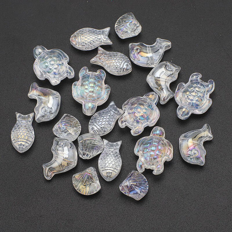 Accesorii pentru bijuterii bricolaj, broasca testoasa fantoma, gaura crucii, peste mic, margele de sticla, gaura medie, bratara, cercei, accesorii, materiale, lot