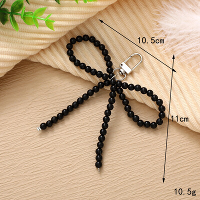 Breloc cu inimă cu fundă boem pentru femei, farmec dulce, fundă de perle, rucsac, breloc cheie, bijuterii lucrate manual, ornamente, genți, pandantive, cadouri