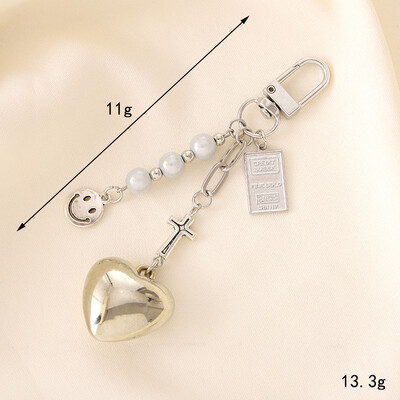 Breloc cu inimă cu fundă boem pentru femei, farmec dulce, fundă de perle, rucsac, breloc cheie, bijuterii lucrate manual, ornamente, genți, pandantive, cadouri