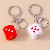 Aihua New Cartoon 3D Personality Digital Big Red Cubic Dice Brelocuri pentru brelocuri Suport cheie mașină Decorare geantă Bijuterii DIY