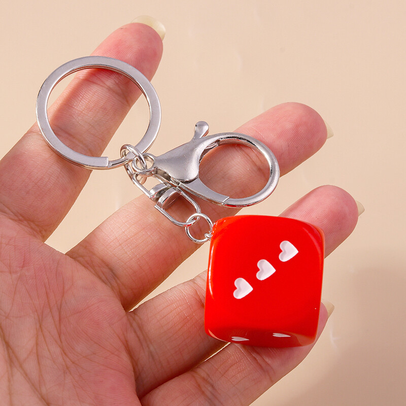 Aihua New Cartoon 3D Personality Digital Big Red Cubic Dice Brelocuri pentru brelocuri Suport cheie mașină Decorare geantă Bijuterii DIY