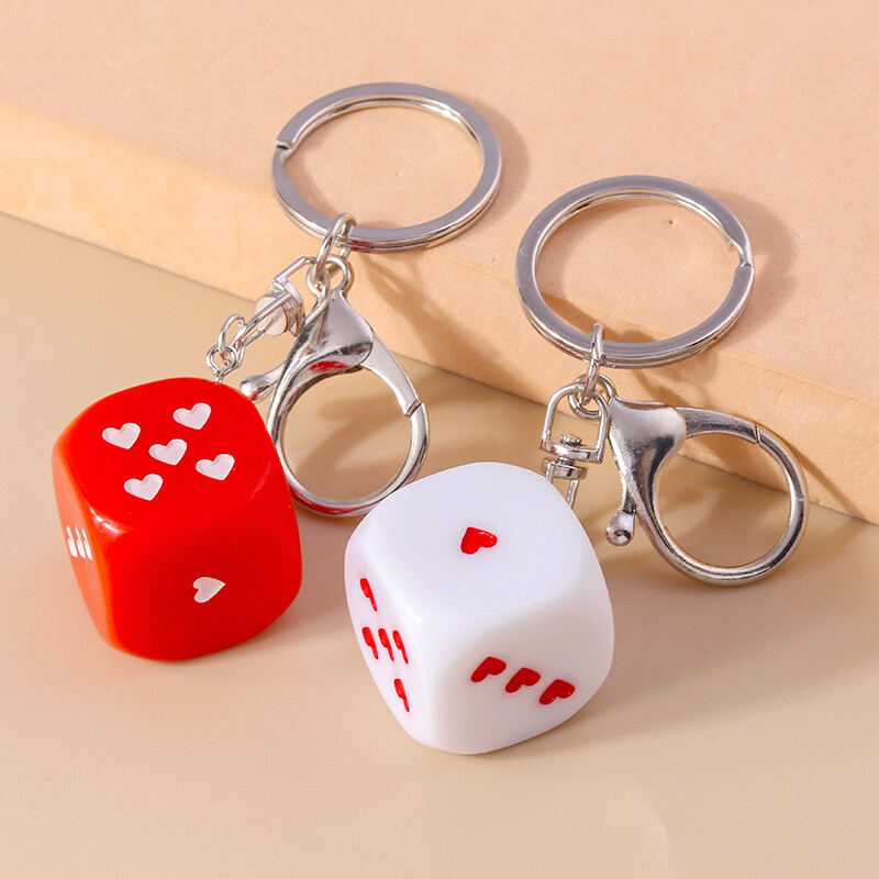 Aihua New Cartoon 3D Personality Digital Big Red Cubic Dice Brelocuri pentru brelocuri Suport cheie mașină Decorare geantă Bijuterii DIY