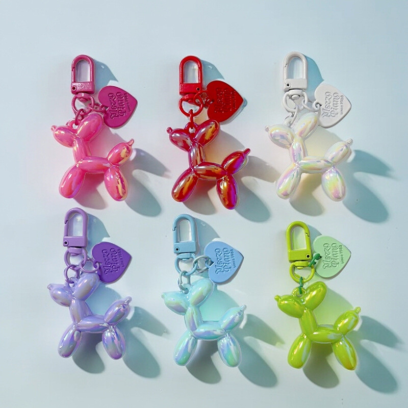 Breloc pentru câine cu balon din rășină dulce de culoare bomboană pentru femei, fete, lanț de telefon în formă de animal, cataramă, accesorii, pandantiv pentru geantă