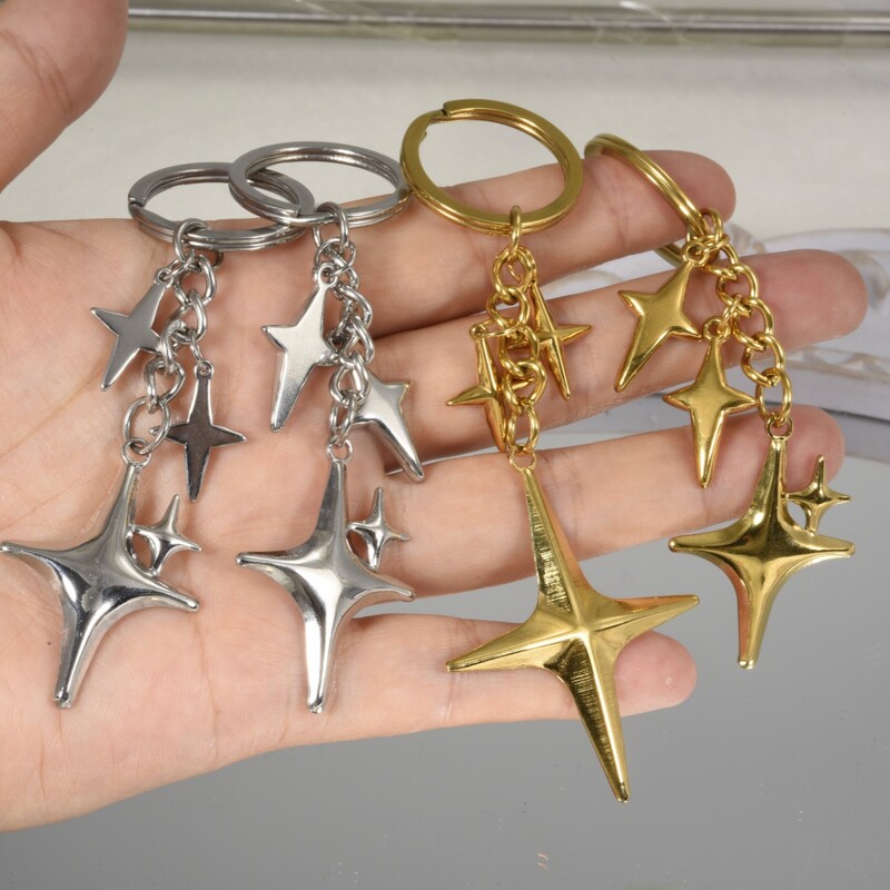Y2K pozlaćeni privjesci za ključeve Zvjezdica Privjesci za ključeve od nehrđajućeg čelika za žene muškarce Poklon prijateljstva torbica torbica ukras ručno izrađen nakit