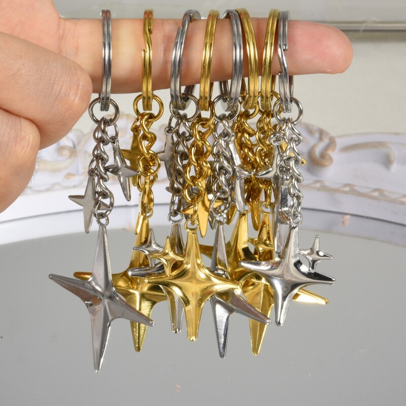 Y2K pozlaćeni privjesci za ključeve Zvjezdica Privjesci za ključeve od nehrđajućeg čelika za žene muškarce Poklon prijateljstva torbica torbica ukras ručno izrađen nakit