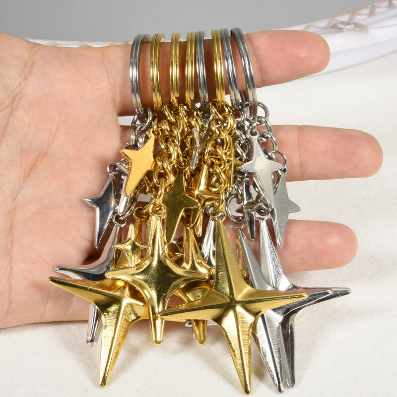 Y2K pozlaćeni privjesci za ključeve Zvjezdica Privjesci za ključeve od nehrđajućeg čelika za žene muškarce Poklon prijateljstva torbica torbica ukras ručno izrađen nakit