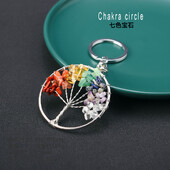 7 čakri Prirodni kamen šljunak Drvo života Privjesak za ključeve Ljekoviti kristalni privjesak za ključeve Poklon Torba za telefon u automobilu Drvo želja Privjesak Nakit