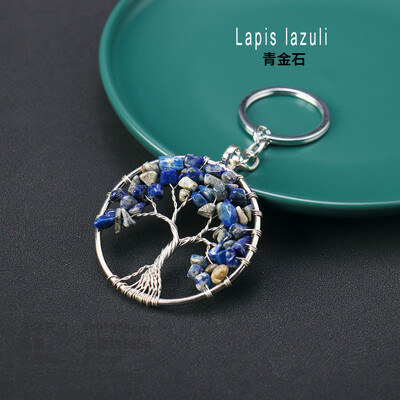 7 čakri Prirodni kamen šljunak Drvo života Privjesak za ključeve Ljekoviti kristalni privjesak za ključeve Poklon Torba za telefon u automobilu Drvo želja Privjesak Nakit