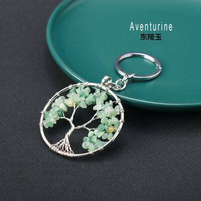 7 čakri Prirodni kamen šljunak Drvo života Privjesak za ključeve Ljekoviti kristalni privjesak za ključeve Poklon Torba za telefon u automobilu Drvo želja Privjesak Nakit