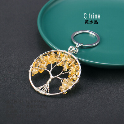 7 čakri Prirodni kamen šljunak Drvo života Privjesak za ključeve Ljekoviti kristalni privjesak za ključeve Poklon Torba za telefon u automobilu Drvo želja Privjesak Nakit