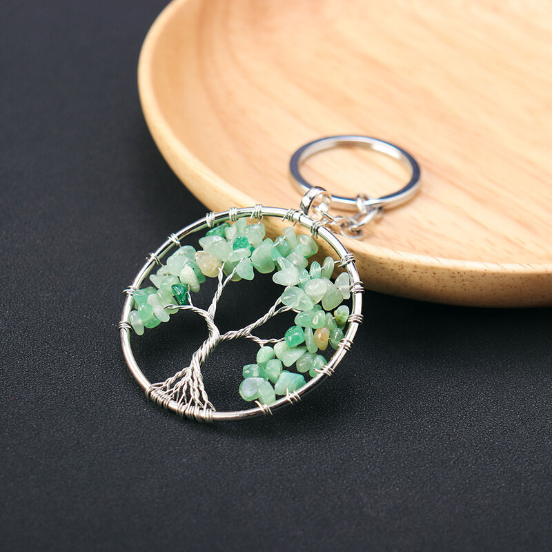 7 čakri Prirodni kamen šljunak Drvo života Privjesak za ključeve Ljekoviti kristalni privjesak za ključeve Poklon Torba za telefon u automobilu Drvo želja Privjesak Nakit