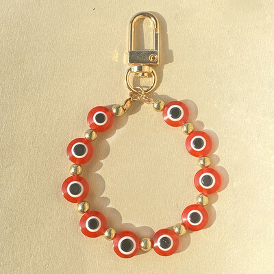 Breloc cu mărgele, rotund, colorat, cu ochi răi, breloc pentru cupluri iubitori de boho turcesc, geantă cu ochi albaștri norocoși, cutie Airpods, șnur pentru mașină