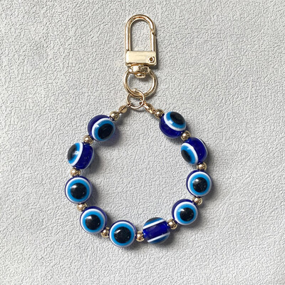 Breloc cu mărgele, rotund, colorat, cu ochi răi, breloc pentru cupluri iubitori de boho turcesc, geantă cu ochi albaștri norocoși, cutie Airpods, șnur pentru mașină