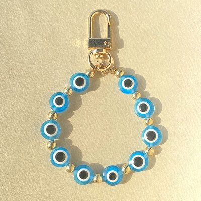 Breloc cu mărgele, rotund, colorat, cu ochi răi, breloc pentru cupluri iubitori de boho turcesc, geantă cu ochi albaștri norocoși, cutie Airpods, șnur pentru mașină