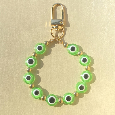 Breloc cu mărgele, rotund, colorat, cu ochi răi, breloc pentru cupluri iubitori de boho turcesc, geantă cu ochi albaștri norocoși, cutie Airpods, șnur pentru mașină