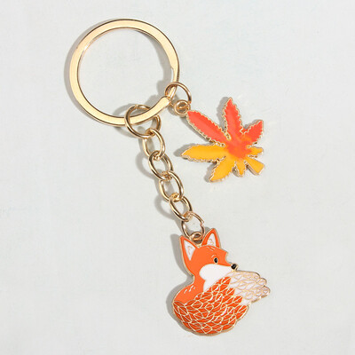 Jauks emaljas atslēgu piekariņš Kļavas lapas Lapsas atslēgu piekariņš Dzīvnieku atslēgu piekariņi Suvenīri Dāvanas Sievietēm Vīriešiem Automašīnu atslēgas DIY roku darbs rotaslietas