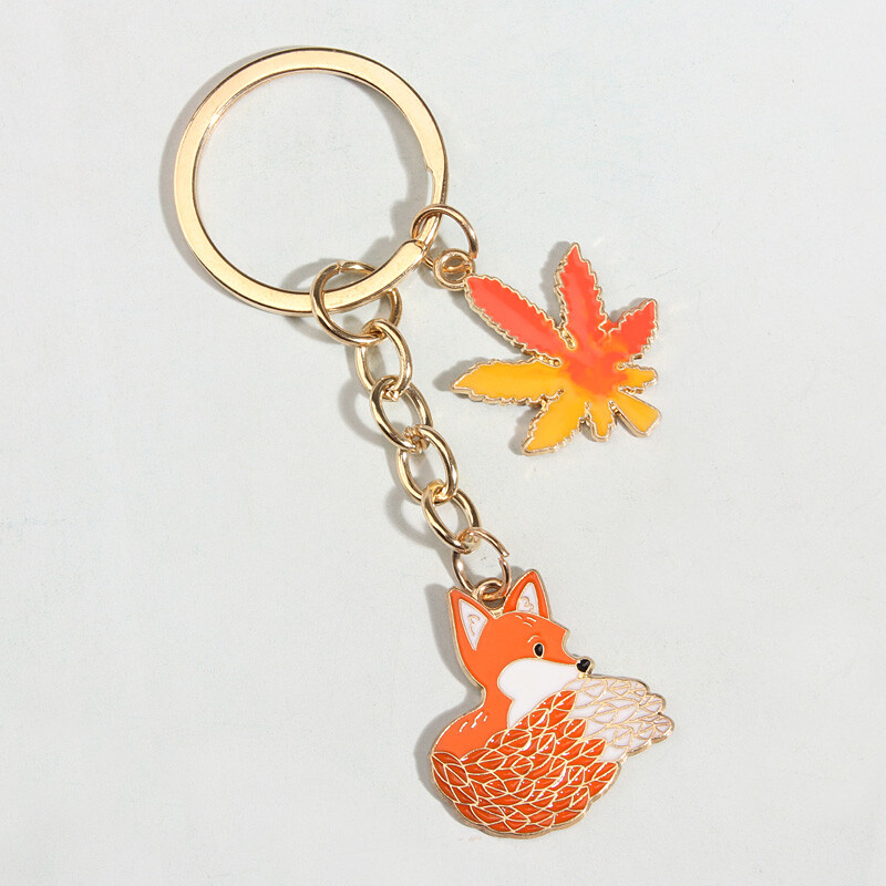 Jauks emaljas atslēgu piekariņš Kļavas lapas Lapsas atslēgu piekariņš Dzīvnieku atslēgu piekariņi Suvenīri Dāvanas Sievietēm Vīriešiem Automašīnu atslēgas DIY roku darbs rotaslietas