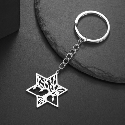 LIKGREAT Ķeltu dzīvības koks Deivida zvaigzne Atslēgu piekariņš sievietēm Vīriešiem Pusaudžiem Nerūsējošā tērauda soma Automašīnas atslēgu piekariņš Veselība Amulets Pārim Dāvana