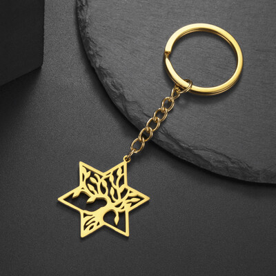 LIKGREAT Ķeltu dzīvības koks Deivida zvaigzne Atslēgu piekariņš sievietēm Vīriešiem Pusaudžiem Nerūsējošā tērauda soma Automašīnas atslēgu piekariņš Veselība Amulets Pārim Dāvana