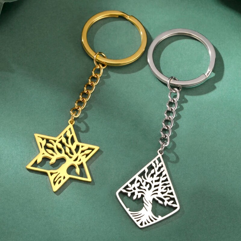 LIKGREAT Ķeltu dzīvības koks Deivida zvaigzne Atslēgu piekariņš sievietēm Vīriešiem Pusaudžiem Nerūsējošā tērauda soma Automašīnas atslēgu piekariņš Veselība Amulets Pārim Dāvana