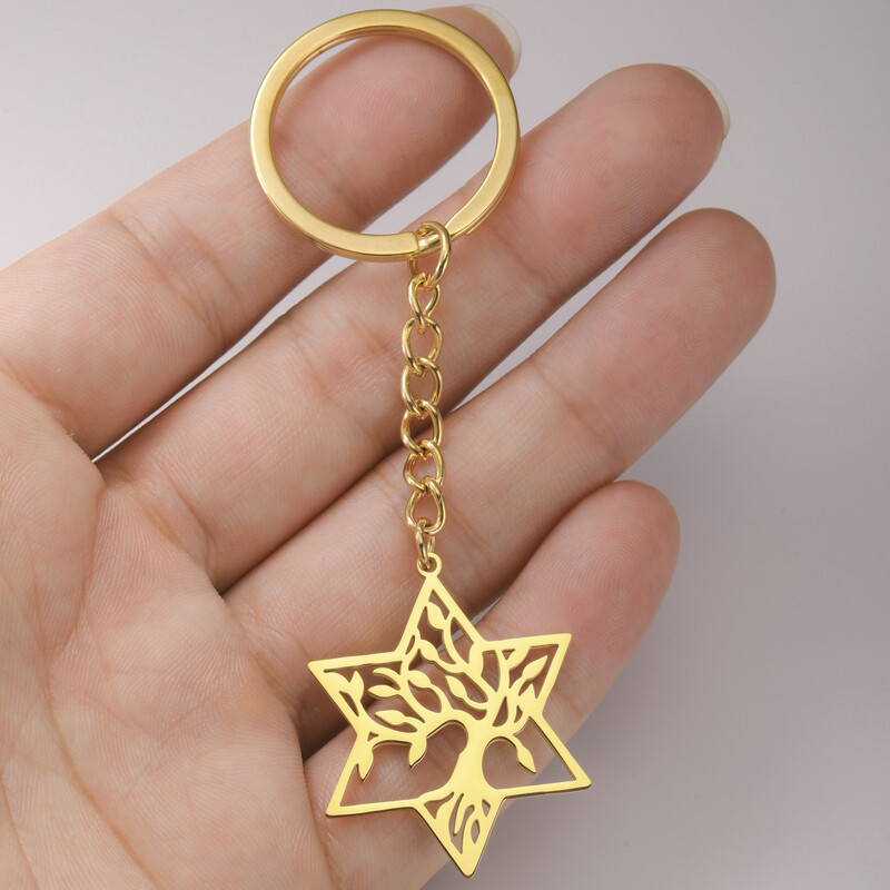 LIKGREAT Ķeltu dzīvības koks Deivida zvaigzne Atslēgu piekariņš sievietēm Vīriešiem Pusaudžiem Nerūsējošā tērauda soma Automašīnas atslēgu piekariņš Veselība Amulets Pārim Dāvana
