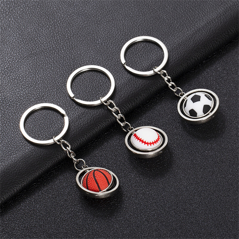 Breloc rotativ cu mini minge Baschet Fotbal Golf Rugby Baseball Sport Breloc pandantiv Geanta masina Ornament cu minge metalica Cadou pentru baieti