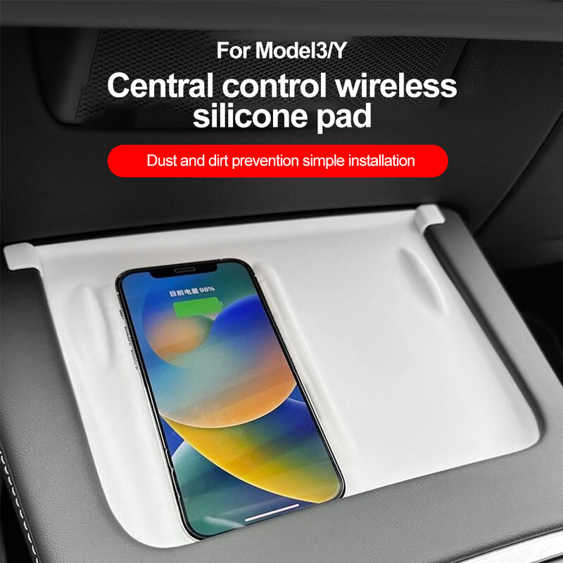 Pentru Tesla Model 3 Y 2023 2022 2021 Pad de încărcare fără fir din silicon Covoraș anti-alunecare Încărcător rezistent la praf Husă de protecție Accesorii auto