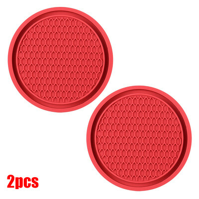 2 buc. Covorașe suport pentru pahare pentru sticle de apă PVC tampoane anti-alunecare din cauciuc moale pentru accesorii pentru decorarea interioară a mașinii Roșu Negru