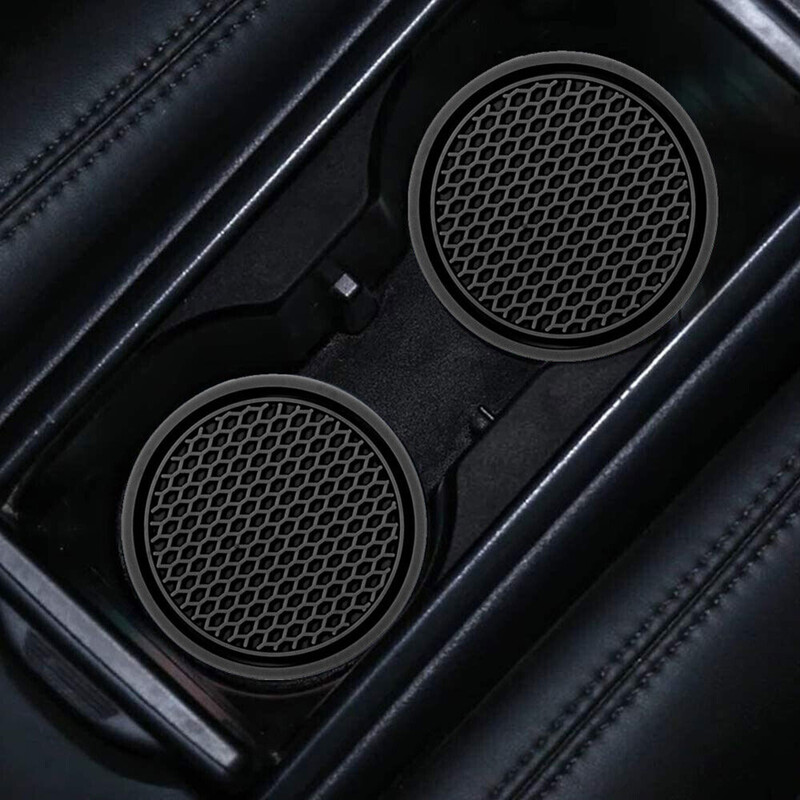 2 buc. Covorașe suport pentru pahare pentru sticle de apă PVC tampoane anti-alunecare din cauciuc moale pentru accesorii pentru decorarea interioară a mașinii Roșu Negru