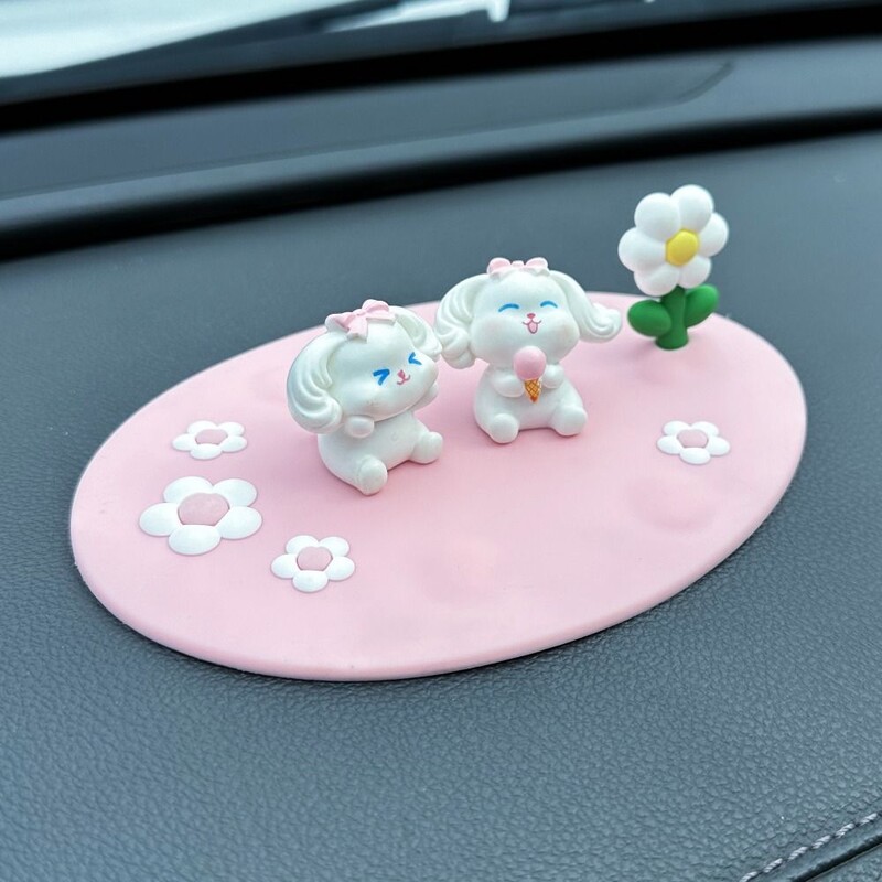 2 buc. Covoraș antiderapant pentru bordul mașinii cu rezistență la temperaturi ridicate Material moale, ornamente pentru consola centrală a mașinii, stabil