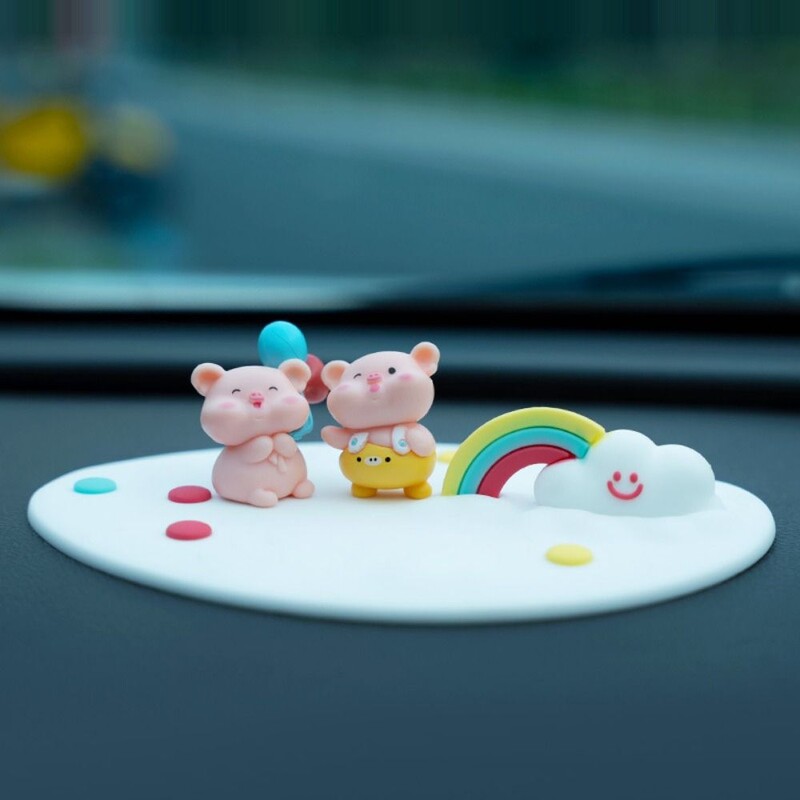 2 buc. Covoraș antiderapant pentru bordul mașinii cu rezistență la temperaturi ridicate Material moale, ornamente pentru consola centrală a mașinii, stabil