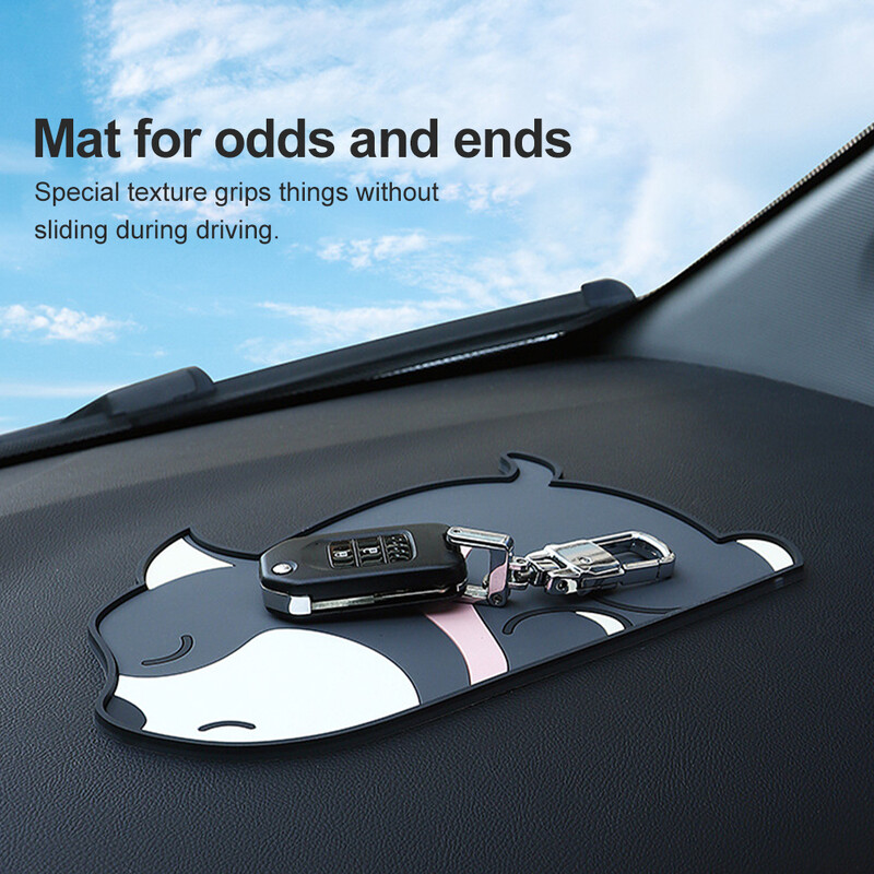 Covoraș antiderapant pentru mașină Tablou de bord drăguț cu desene animate Tampă anti-alunecare Covoraș din PVC Rezistent la căldură Tampă de bord lavabilă pentru suportul cardului de cheie pentru telefon