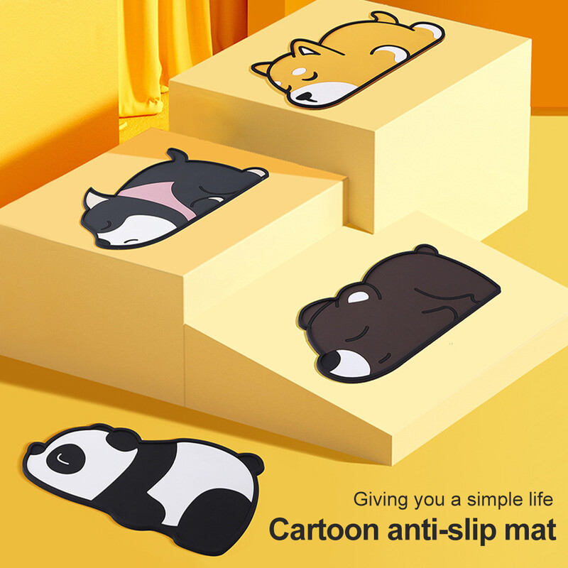 Covoraș antiderapant pentru mașină Tablou de bord drăguț cu desene animate Tampă anti-alunecare Covoraș din PVC Rezistent la căldură Tampă de bord lavabilă pentru suportul cardului de cheie pentru telefon