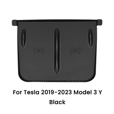 Paredzēts Tesla Model 3/Y bezvadu uzlādes silikona spilventiņam, oglekļa šķiedras centrālās vadības neslīdošam lādētāja aizsargpaklājiņam, automašīnas piederumiem