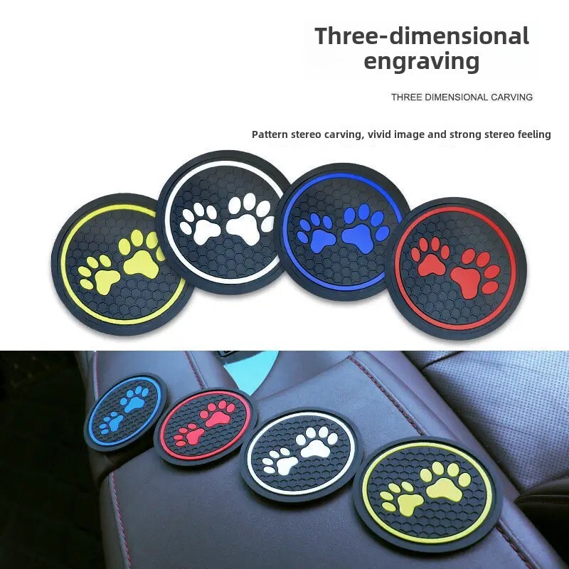 Animacinių filmų apvalus neslystantis automobilio puodelio kilimėlis Universalūs dekoratyviniai priedai, skirti transporto priemonės interjerui, silikoninė medžiaga, neslidžia fiksacija