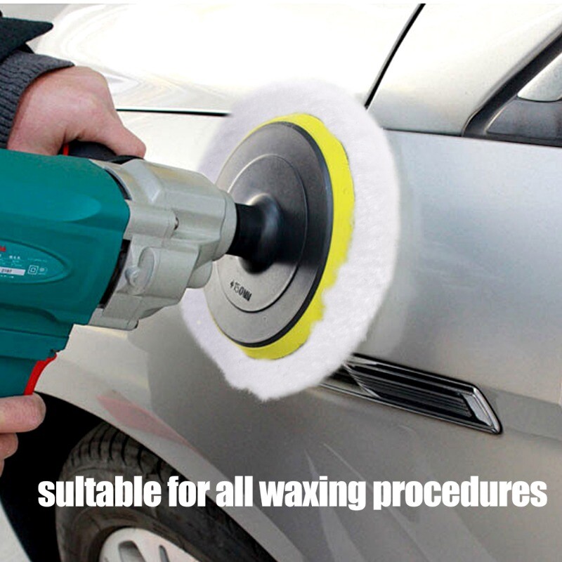 Kit de lustruire de 3/4/5/6/7 inch Tampoane de lustruit Disc de burete pentru epilare cu ceară Roată de lână Tampoane de lustruit pentru îngrijirea vopselei auto pentru polizor auto