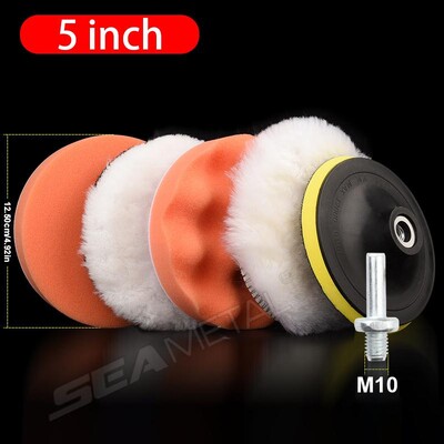 SEAMETAL 6Pcs Spužvasti disk za poliranje Auto Polish Puffer Spužva za automatsko detajliranje voskom Komplet za poliranje automobila s adapterom za bušilicu