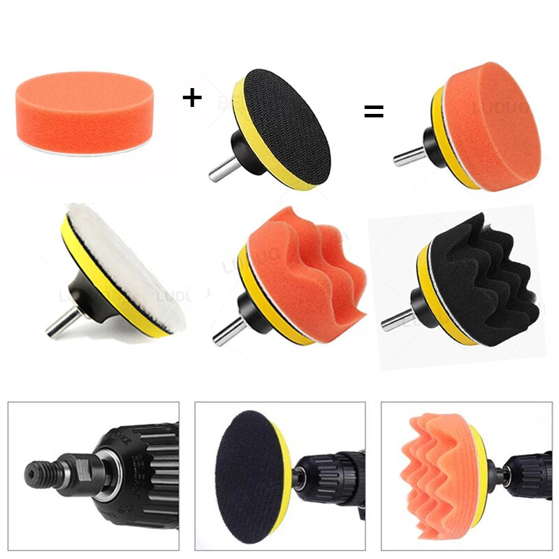 3/4/5/6/7 collu automašīnu pulēšanas disks, pašlīmējošs pulēšanas spilventiņš Vaksācijas sūklis vates riteņu pulēšanas spilventiņš priekšējo lukturu remonta automašīnu pulēšanas līdzeklis