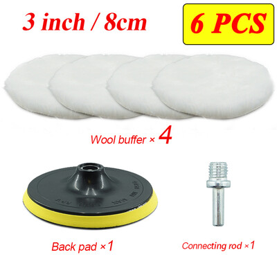 6 buc. Kit de lustruit 3/4/5/6/7 inch Pad de lustruit Disc de burete pentru depilare cu ceară Roată de lână Tampoane de lustruit pentru îngrijirea vopselei auto Gadget auto