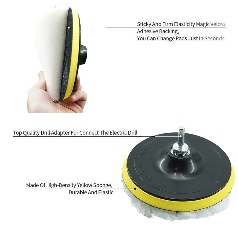 6 buc. Kit de lustruit 3/4/5/6/7 inch Pad de lustruit Disc de burete pentru depilare cu ceară Roată de lână Tampoane de lustruit pentru îngrijirea vopselei auto Gadget auto
