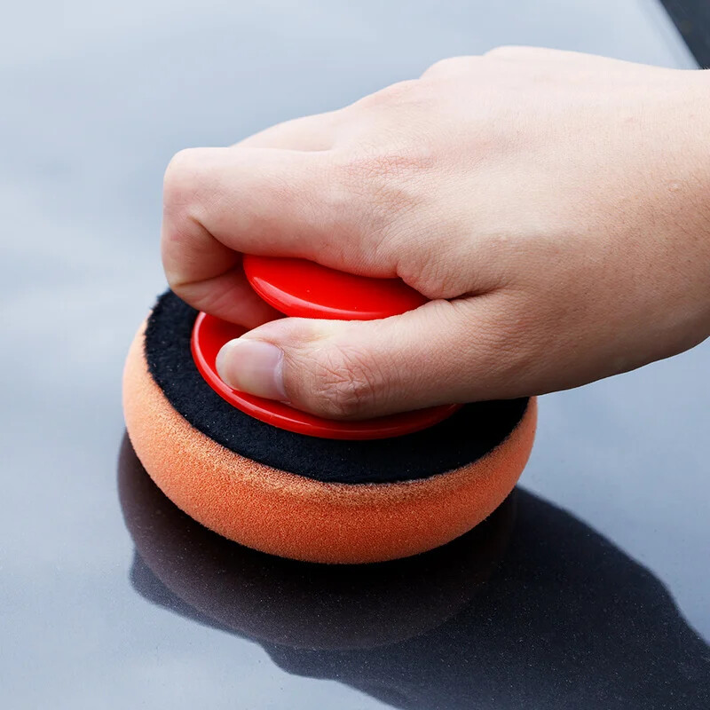 Auto vaksācijas sūklis Polish Pad Mikrošķiedras tīrīšanas sūklis ar rokturi automašīnas virsbūves krāsas vaskošanas stikla pulēšanas disku instrumentiem