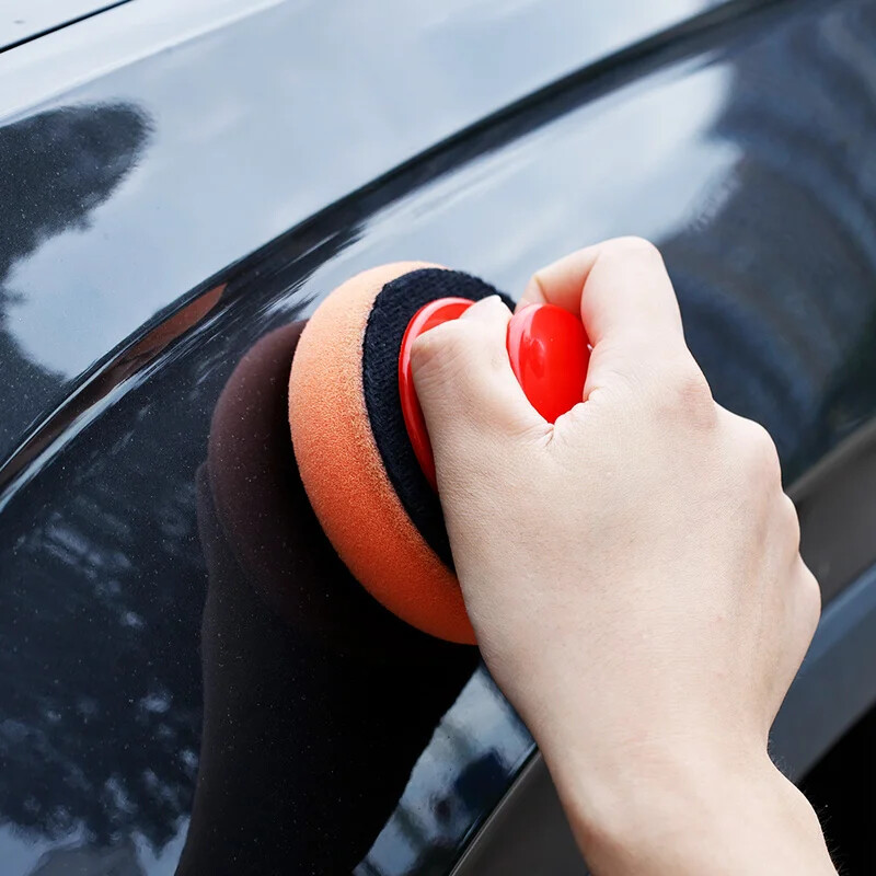Auto vaksācijas sūklis Polish Pad Mikrošķiedras tīrīšanas sūklis ar rokturi automašīnas virsbūves krāsas vaskošanas stikla pulēšanas disku instrumentiem