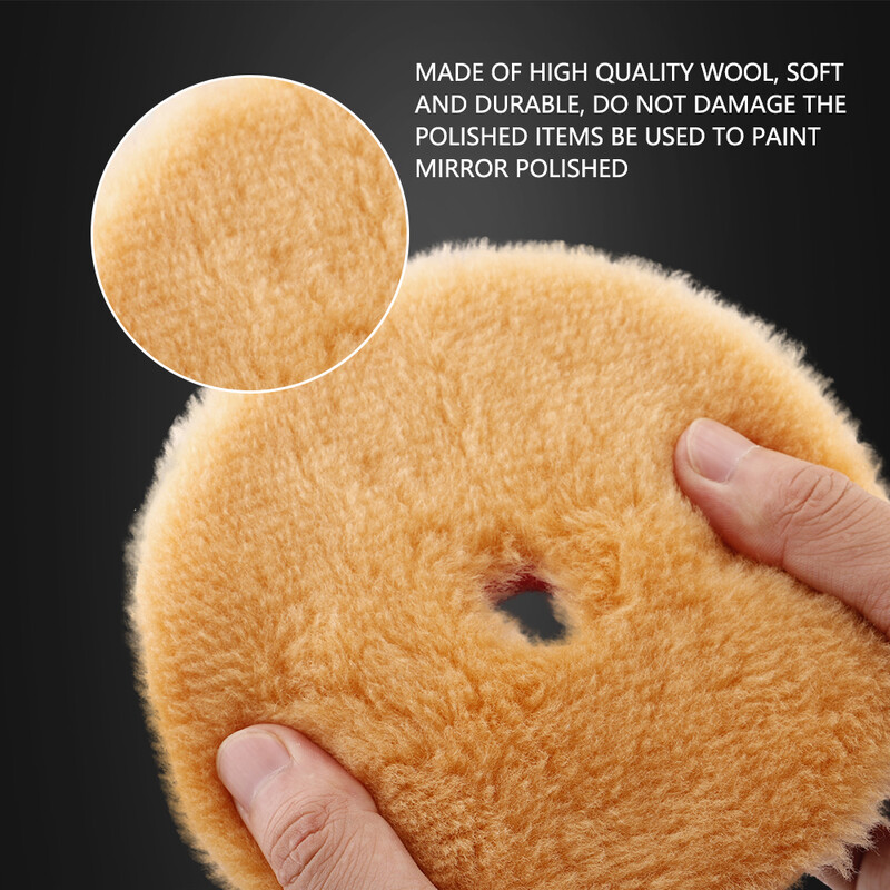 SPTA 5 bucăți 3"(80mm)/5"(125mm)/6"(150mm) Set de tampon de lustruit din lână burete auto pentru polizor tampon DA/RO/GA, epilare cu ceară