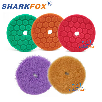 Sharkfox 5 bucăți/set 5"(125mm)/6"(150mm) Set de tampoane de lustruit din lână burete auto pentru polizor tampon DA/RO/GA epilare cu ceară