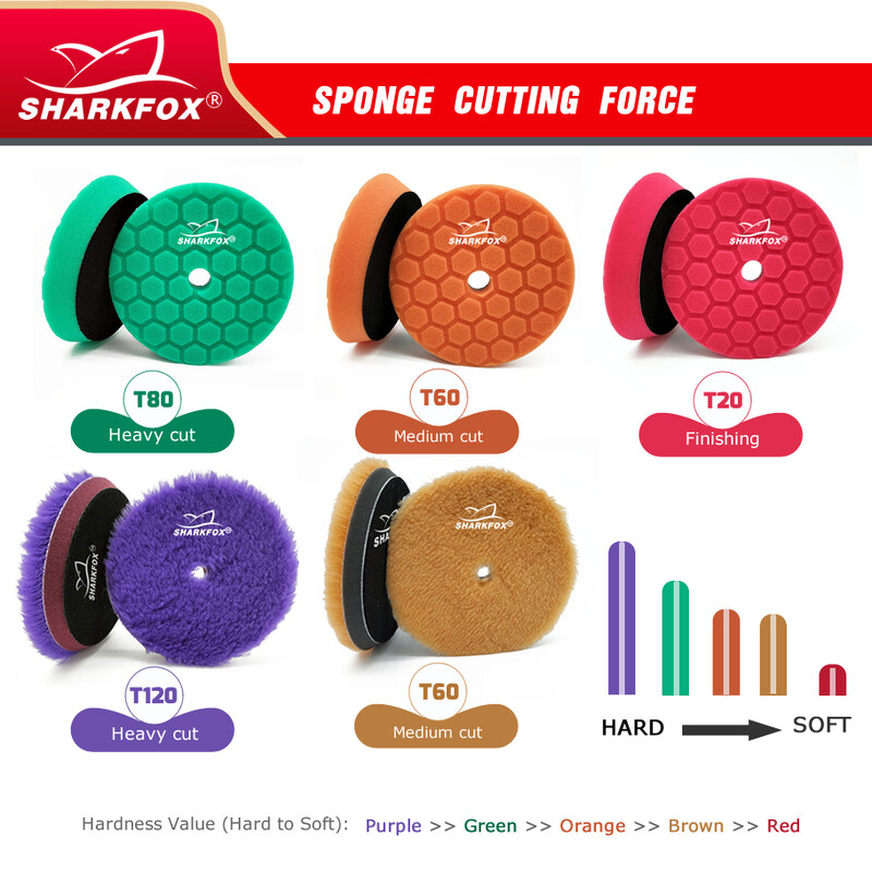 Sharkfox 5 bucăți/set 5"(125mm)/6"(150mm) Set de tampoane de lustruit din lână burete auto pentru polizor tampon DA/RO/GA epilare cu ceară