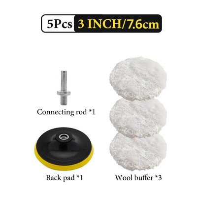 5 buc. Kit de lustruit 3/4/5 inch Tampoane de lustruit pentru mașină Disc burete pentru depilare cu ceară Roată de lână Tampoane de lustruit pentru îngrijirea vopselei auto Gadget auto
