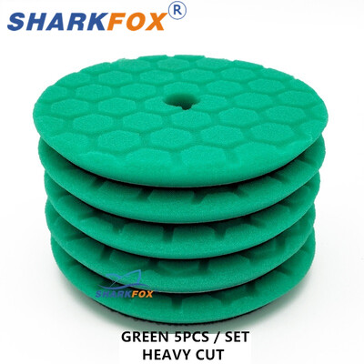 Sharkfox 5 komada/set Jastučići za poliranje automobila od 5 inča (125 mm) Ukošena Hex-Logic spužva za DA/RO/GA međuspremnik za poliranje