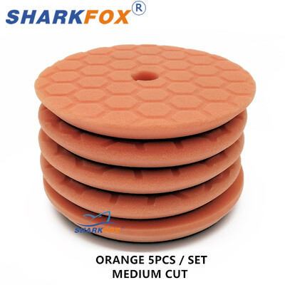 Sharkfox 5 komada/set Jastučići za poliranje automobila od 5 inča (125 mm) Ukošena Hex-Logic spužva za DA/RO/GA međuspremnik za poliranje