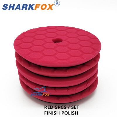 Sharkfox 5 komada/set Jastučići za poliranje automobila od 5 inča (125 mm) Ukošena Hex-Logic spužva za DA/RO/GA međuspremnik za poliranje