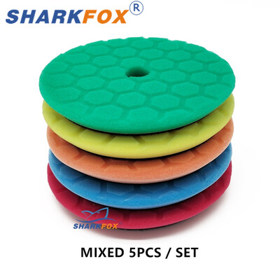 Sharkfox 5 komada/set Jastučići za poliranje automobila od 5 inča (125 mm) Ukošena Hex-Logic spužva za DA/RO/GA međuspremnik za poliranje